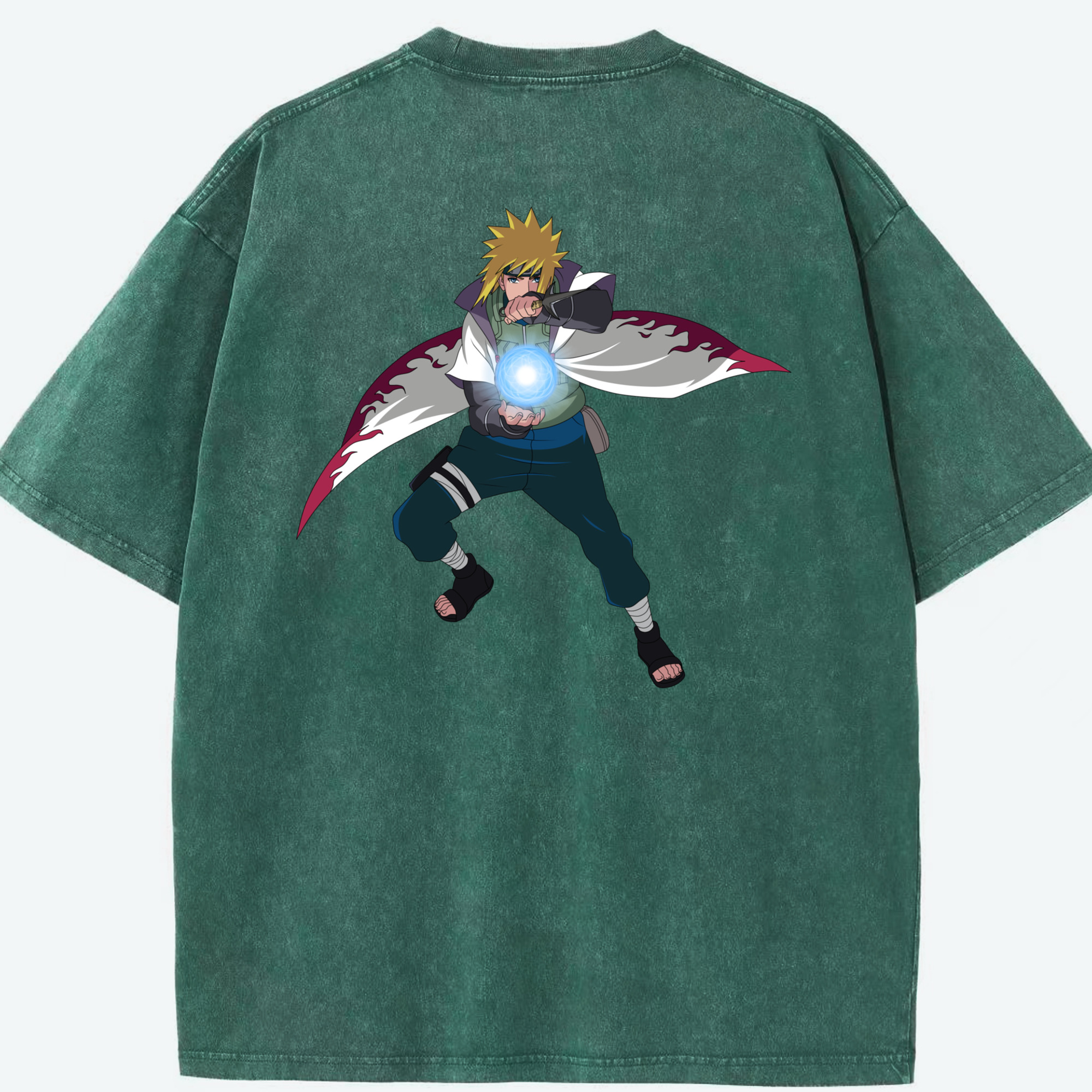 （画像用） NARUTO -ナルト- 波風 ミナト Namikaze Minato 綿100% ヴィンテージ風 半袖Tシャツ（背面プリント）